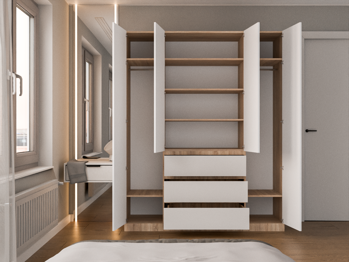 Распашной шкаф Мальм 315 oak white ИКЕА (IKEA) изображение товара